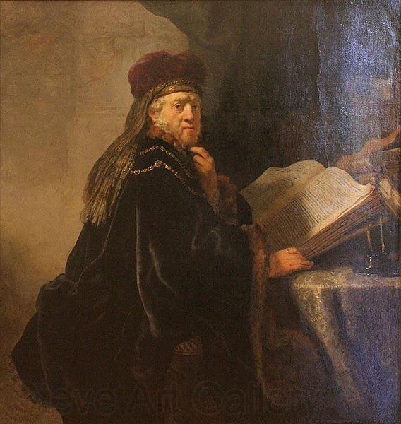 REMBRANDT Harmenszoon van Rijn A Scholar Seated at a Desk Norge oil painting art